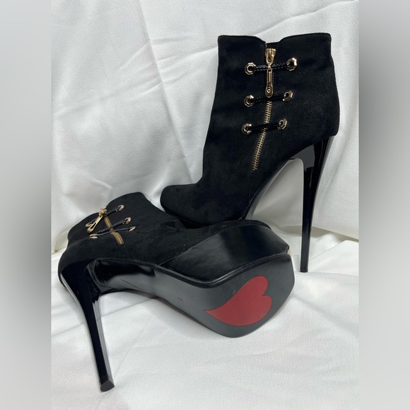 Elegant Black Luichiny Platform Stiletto Ankle Boots - Picture 5 of 5